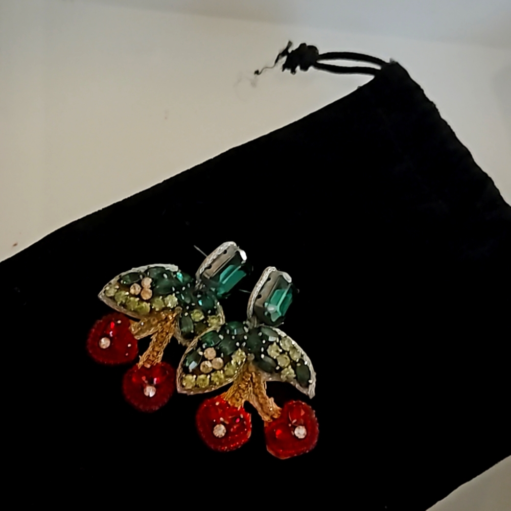 Capri Colette Rhinestone Cherry Pierced Earrings.